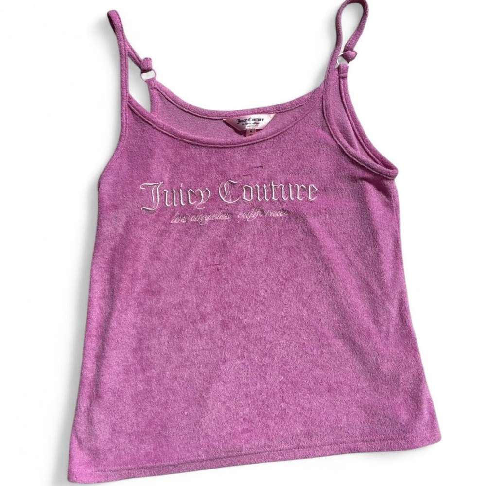 Juicy Couture Pink Terry Logo Tank with White Embroidery